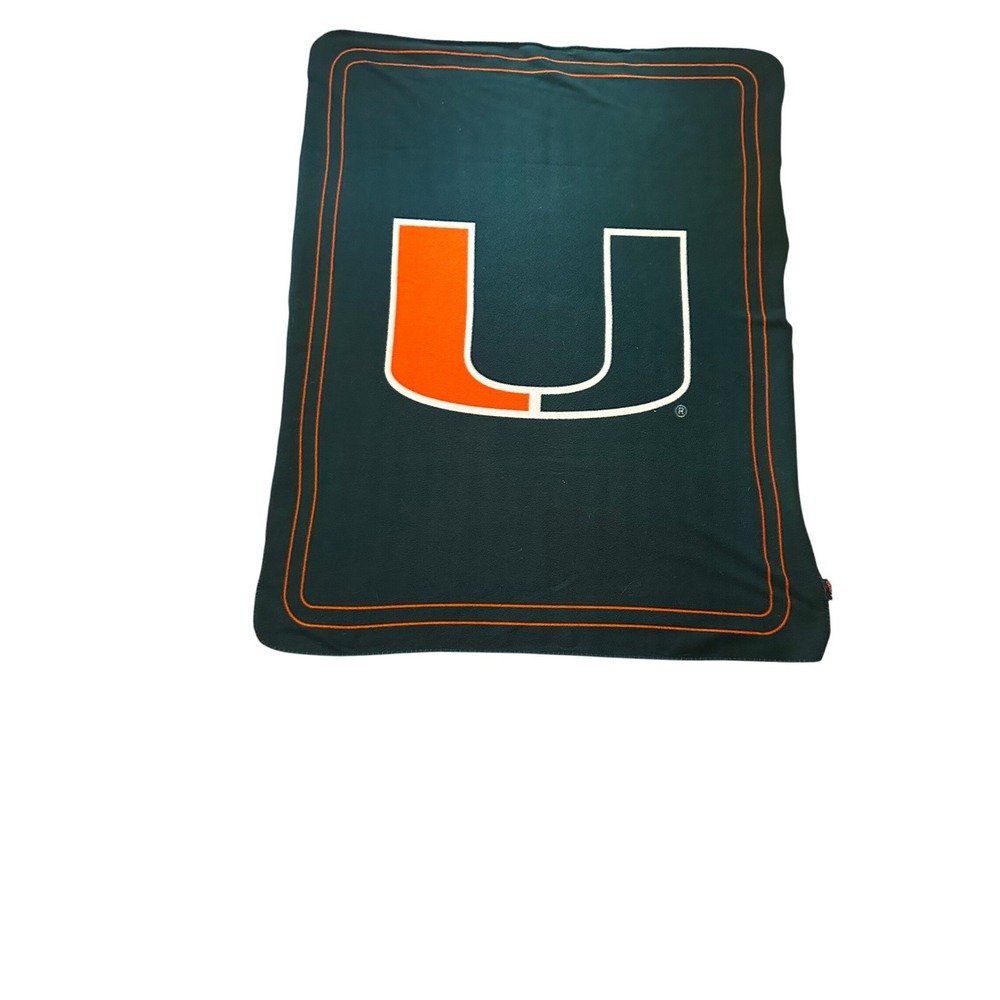 University of Miami Hurricanes FleeceThrow Blanket Logo Brands GreenOrange 60x46